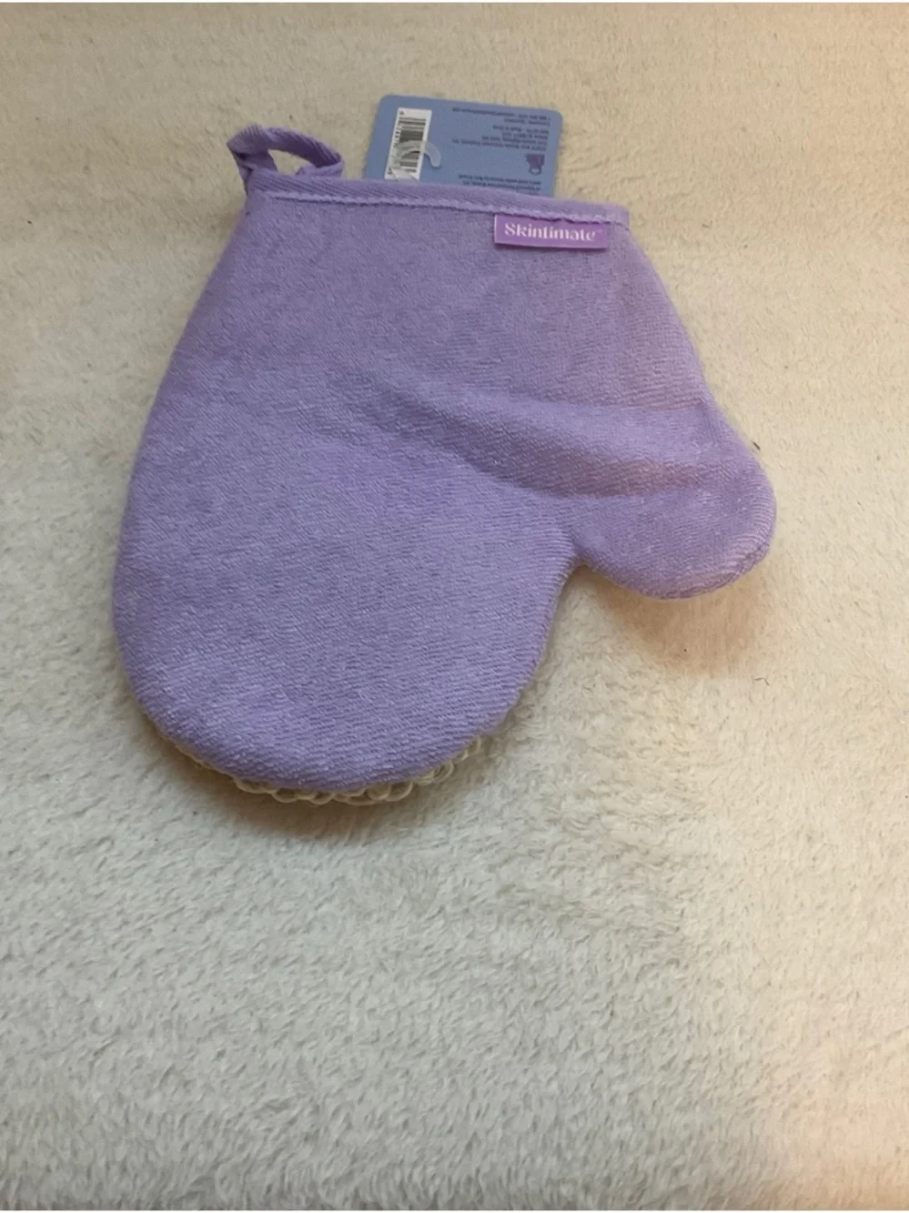 Skintimate Exfoliating Bath Mitt - Lavender and Cream